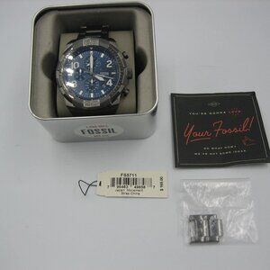 Fossil Bronson Men FS5711 Chronograph Gray Tone Quartz 52mm Watch 9"